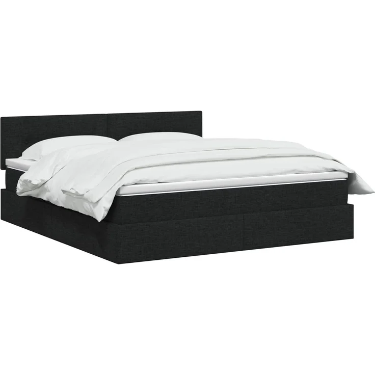 vidaXL LED-Speicherbett mit Matratze Schwarz 140 x 190 cm Stoff 3459062 – Bild 3