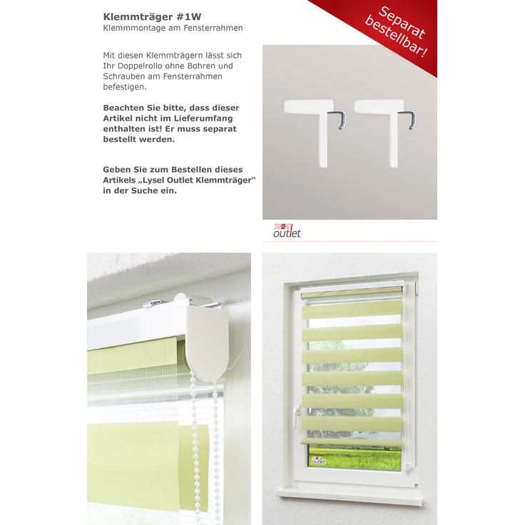 Lysel Outlet Doppelrollo Solid mit Miniblende in Olivgrün, in der Größe (BxH) 120cm x 180cm – Bild 10