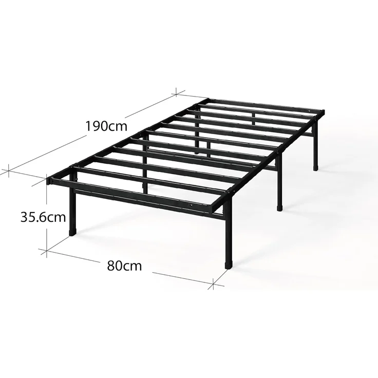 Zinus Justin Bett 80x190 cm – Bettgestell 36 cm hoch mit Stauraum unter dem Bett – Plattformbett aus Metall – Schwarz – Bild 2
