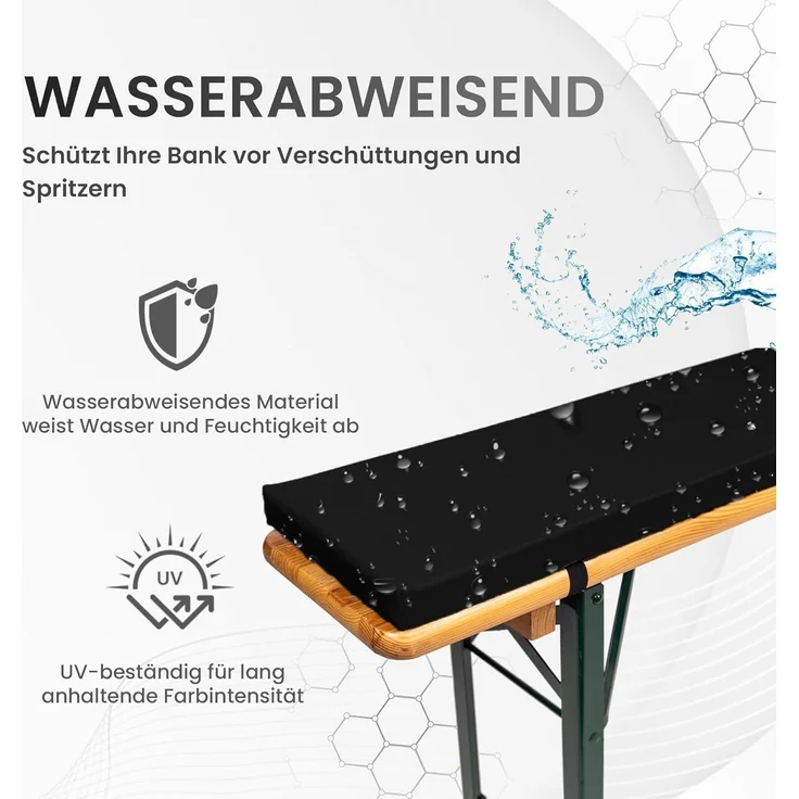 TexDeko Bankauflage Bierbankauflage (Einzeln) für Bierzeltgarnitur zum selber aufziehen, (1 St), 220x25x2cm/4cm, Top Qualität – Bild 4