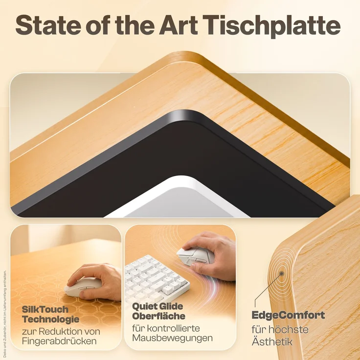 LUTIVO Foxtrot, Höhenverstellbarer Schreibtisch Elektrisch, Memory-Funktion und Kabelmanagement, 140 x 60 cm, Weiß/Holz – Bild 9