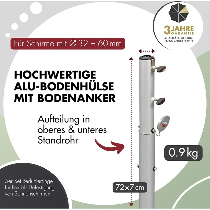 Doppler ALU Bodenhülse Universal mit Bodenanker für Rohr ø 32 - 60 mm – Bild 2