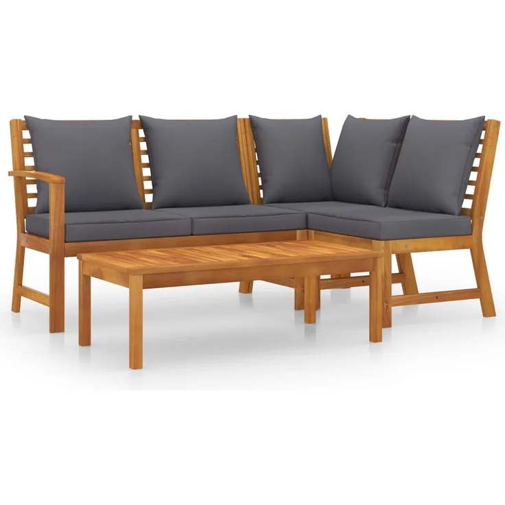 vidaXL 4-tlg. Garten-Lounge-Set mit Auflagen Massivholz Akazie 3057778