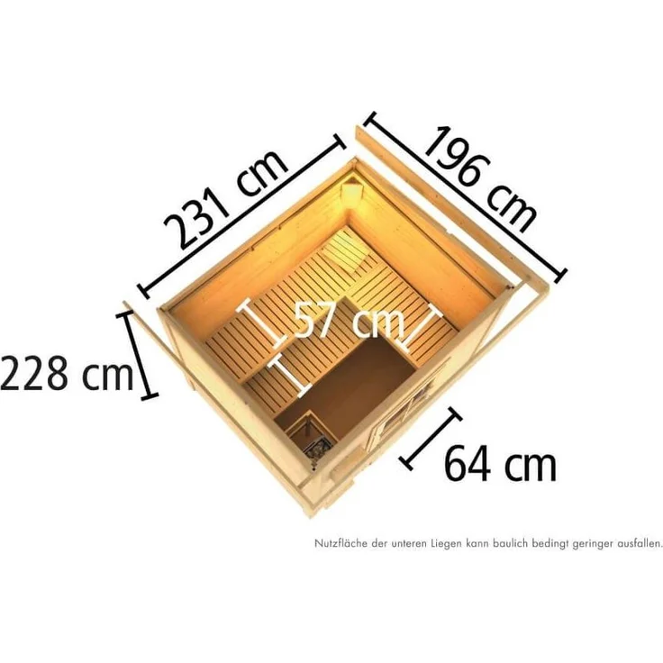 Karibu Sauna Hytti 3 naturbelassen mit 9 kW Ofen mit externer Steuerung – Bild 4