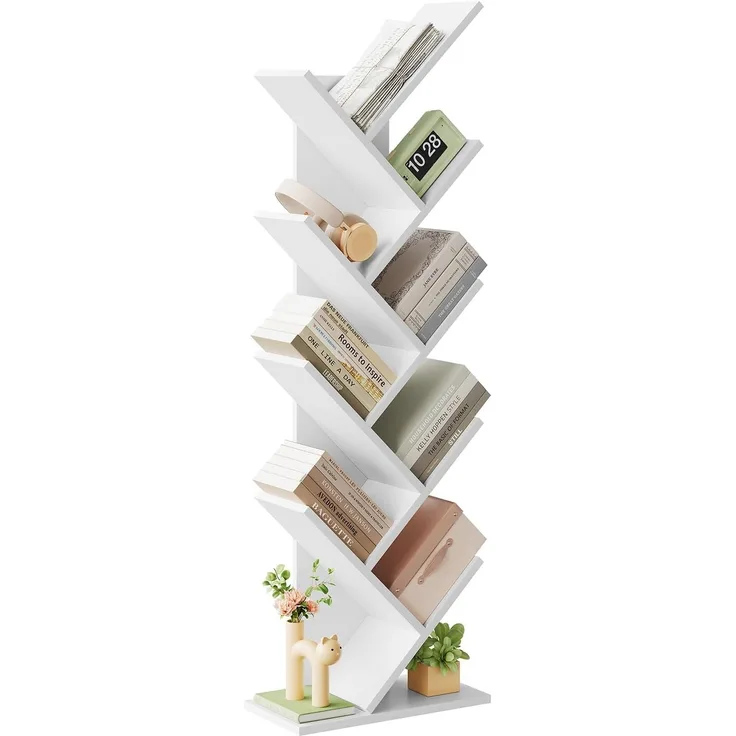 EUGAD 0011SHG Bücherregal Raumteiler Aktenregal Aufbewahrungregal Standregal CD DVD Regal Mit 9 Ebenen, 40 x 127 x 20 cm, Weiß