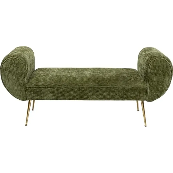 Kare Design Bank Trono, Grün, Sitzhöhe 41 cm, Retro Stil, 1-2 Personen, mit Armlehnen, Sitzbank, Polsterbank
