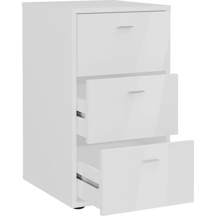 Nachtkonsole >VIRGINIA 1 UP< in hochlanz weiß - 35x62,4x39,9cm (BxHxT) – Bild 5