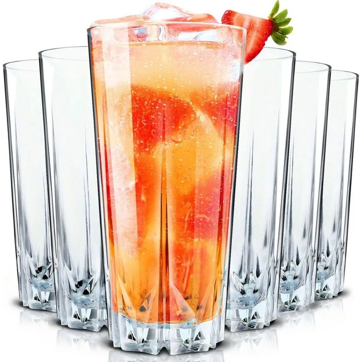 KONZEPT Gläser-Set Cocktailgläser Set 330 ml, Trinkgläser, Geriffelte Gläser, 6-tlg, für Cocktails, Wasser, Saft, Mojito, Longdrinkgläser – Bild 5