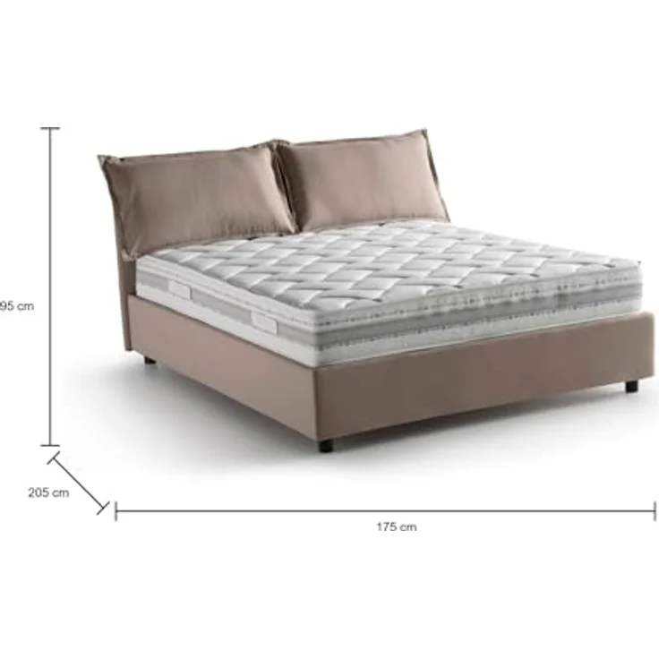 Talamo Italia - Doppelbett Denise, Bettkasten mit Stoffbezug, 100 % Made in Italy, Öffnung vorne, inklusive Matratze 160 x 190 cm, Taupe – Bild 2