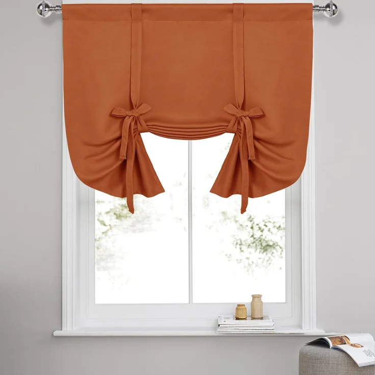 DWCN Verdunkelungsvorhänge, zum Binden von Fenstern, wärmeisoliert, Raumverdunkelungsvorhänge für Küche, Ockerbraun, B 107 x L 114 cm, 1 Vorhang