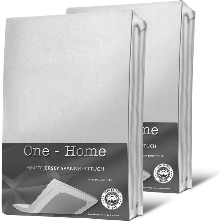 One Home Spannbettlaken Heavy, Jersey, Gummizug: rundum, (2 Stück), Double Pack, erhöhtes Flächengewicht – Bild 1