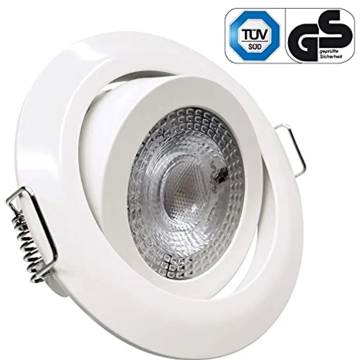 Maxkomfort K O M F O R T - 6x LED Einbaustrahler Ultraflach, schwenkbar, 5 Watt, rund, warmweiß, IP20, 230V – Bild 2