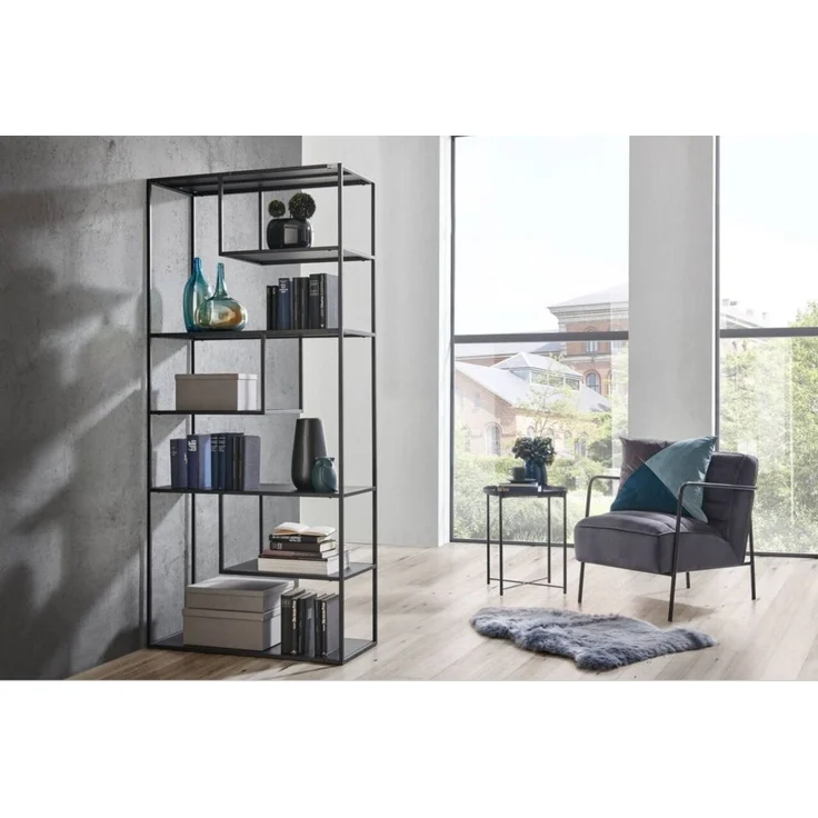 Carryhome 'LINUS' Raumteiler Regal hoch, Metall schwarz, 85 x 188 x 35 cm, 60 kg belastbar – Bild 3