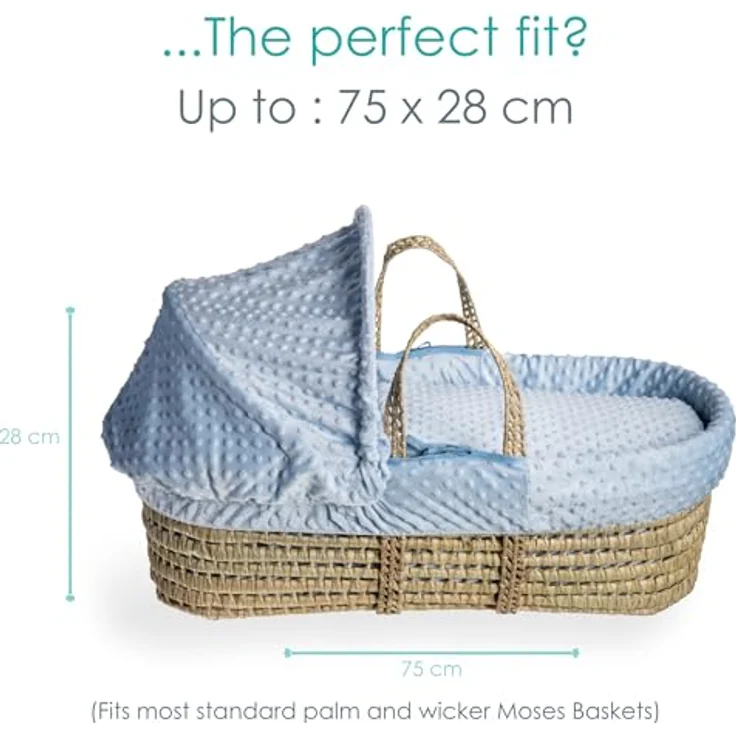 Clair de Lune Dimple Bettwäsche-Set für Babykörbchen (Korb Nicht im Lieferumfang enthalten), Blau – Bild 2