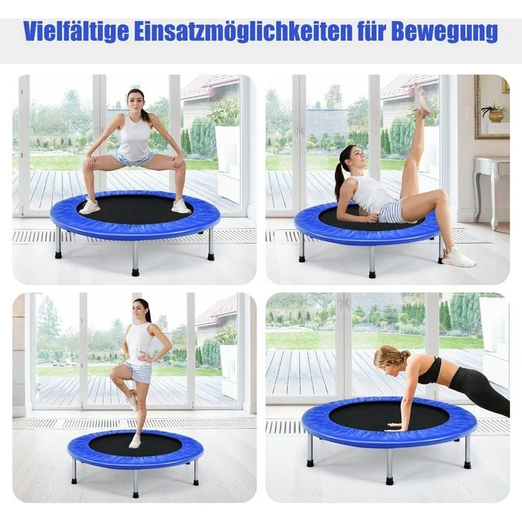 COSTWAY Ø 97cm Mini Trampolin, Fitness Trampolin faltbar, Kindertrampolin bis 150kg belastbar, Gartentrampolin, Indoor- und Outdoortrampolin für Kinder und Erwachsene – Bild 2