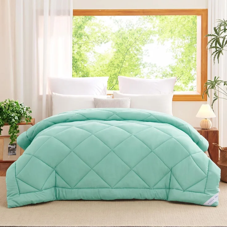 WAVVE 4 Jahreszeiten Bettdecke 155x220 Ohne Bezug Steppdecke 300gsm Mikrofaser 155x220cm, Super Weiche Decke Zudecke Schlafdecke Atmungsaktive 155 x 220 Wellnessblau