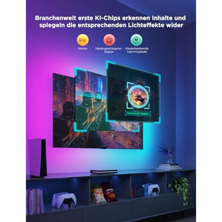 Govee HDMI 2.1 Sync Box Kit 2, TV Hintergrundbeleuchtung, AI Sync Box, RGBIC LED Strip für 55-65 Zoll Fernseher, Matter Unterstützung – Bild 4