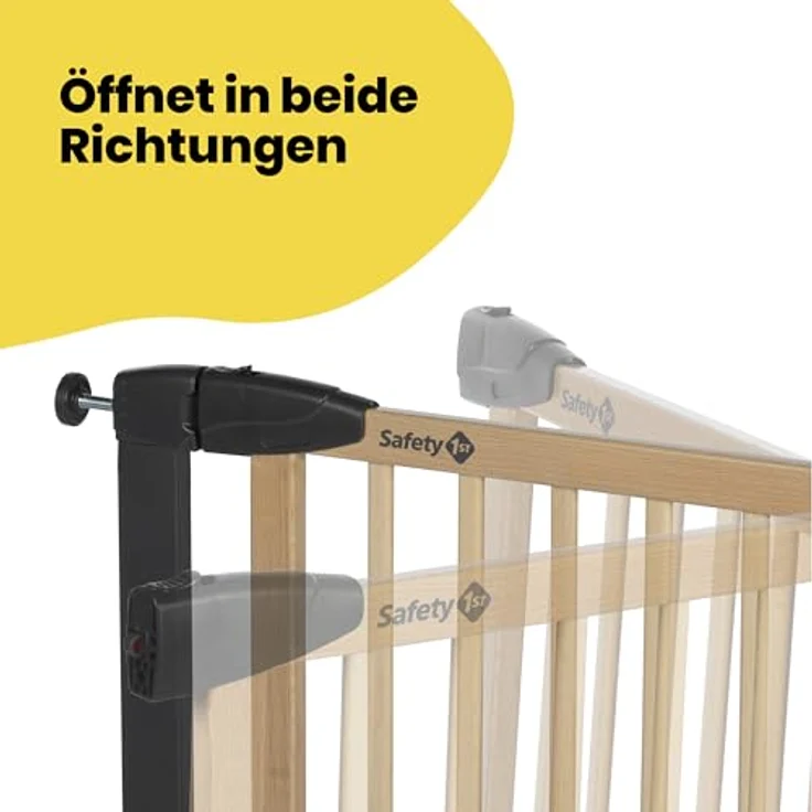 Safety 1st Simply Close Wood and Metal, Babyschutzgitter, Türschutzgitter ausziehbar, Druckbefestigung, Öffnung von 73–80cm, Treppenschutzgitter ohne Bohren, EIN-Hand-Öffnung, Wood & Graphite – Bild 7