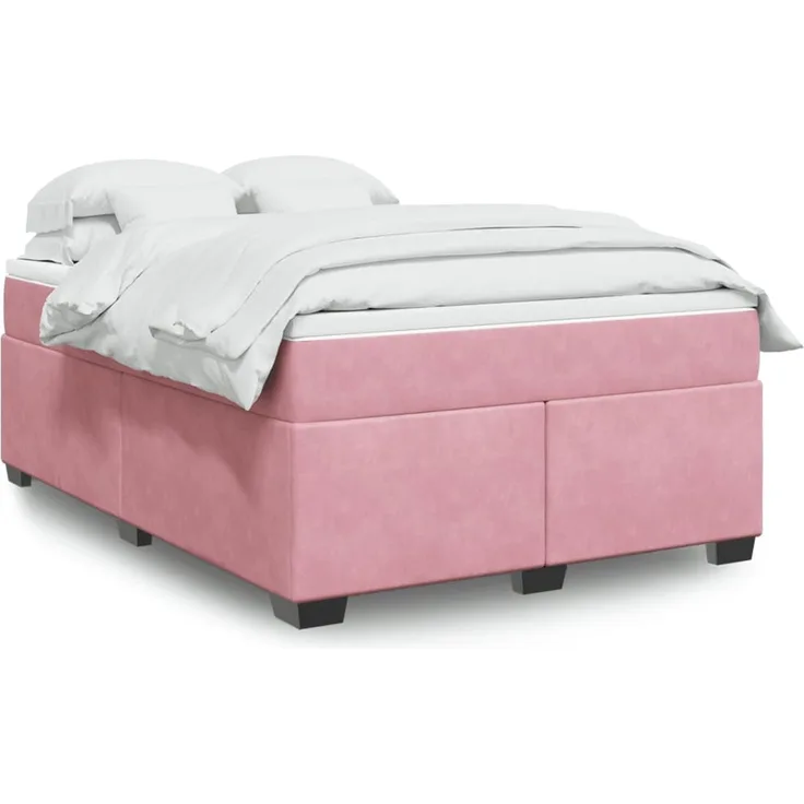 vidaXL Boxspringbett mit Matratze Rosa 140x200 cm Samt 3285292