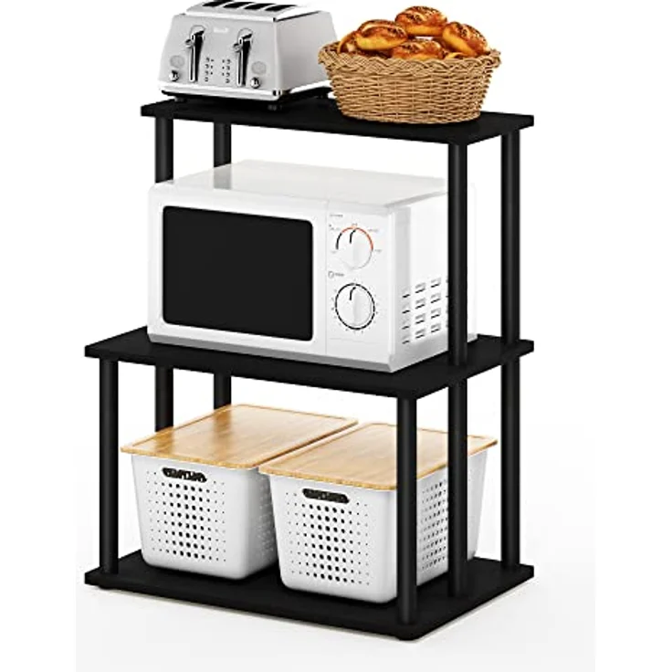 Furinno Turn-N-Tube 3-stufiges werkzeugloses Küchenregal, Americano/Schwarz – Bild 6