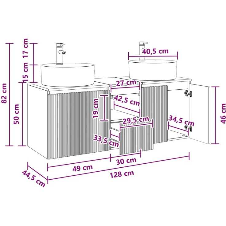 vidaXL Wandmontiertes Badezimmerschrank-Set 3 stk. Weiß 3405677 – Bild 12