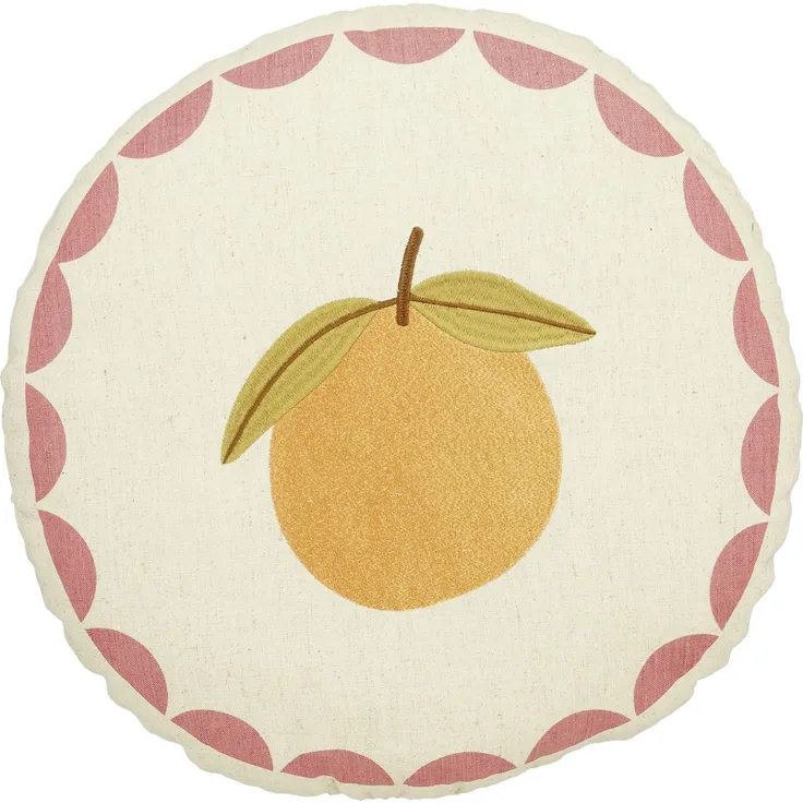 Mica Decorations Kissen mit Orangenmotiv Ø 40 cm offwhite/rosa