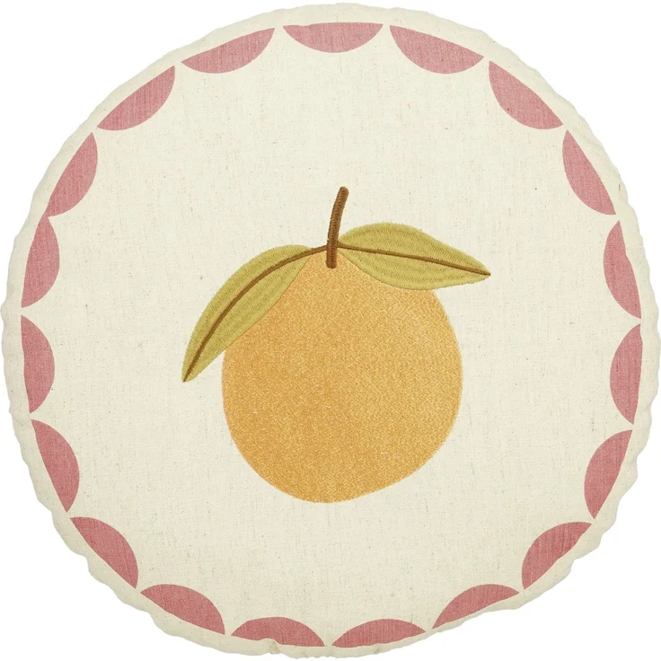 Mica Decorations Kissen mit Orangenmotiv Ø 40 cm offwhite/rosa