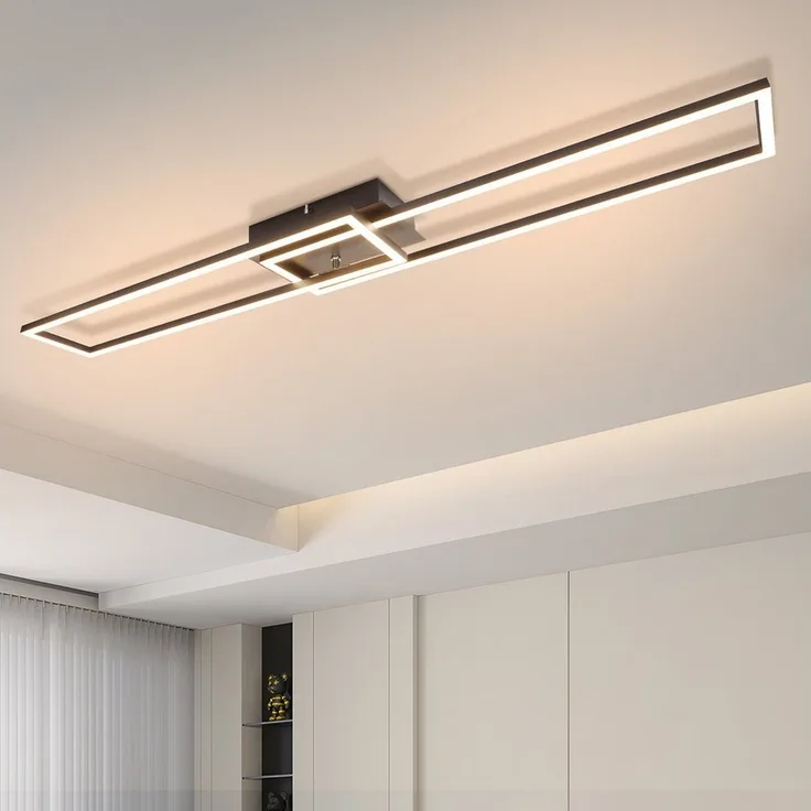 Nettlife LED Deckenleuchte Modern Dimmbar Schwarz 50W 95CM Geometrisch Deckenlampe, Nicht Dimmbar, LED fest integriert, für Wohnzimmer Schlafzimmer Küche Flur Büro