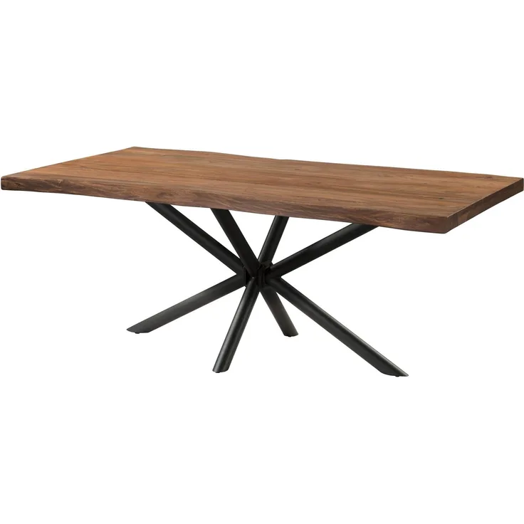 Baumtisch Sheesham 260x100x76 grau gebeizt / Kreuzgestell anthrazit matt FREEFORM 5