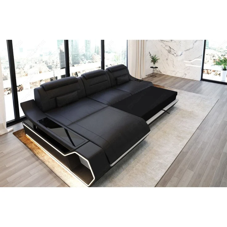 Ecksofa Toscano L Form - Echtleder - sandbeige-weiß - Rechts – Bild 6