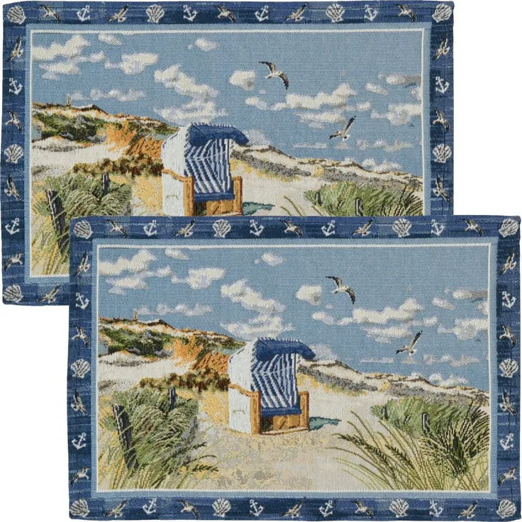 sander table + home Platzset Tischset "Beach Chair" 2er-Pack, Gobelin Motiv
