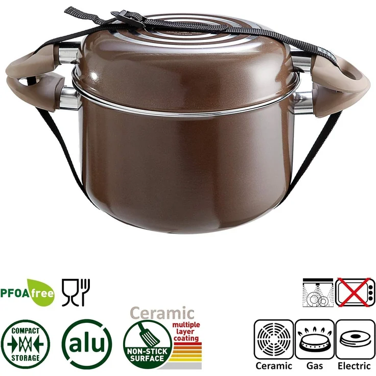 BRUNNER Topf-Set BRUNNER Camping Kochtöpfe Alu CHOCOLATE Platzsparend, Stapelbar, (7-tlg) – Bild 3