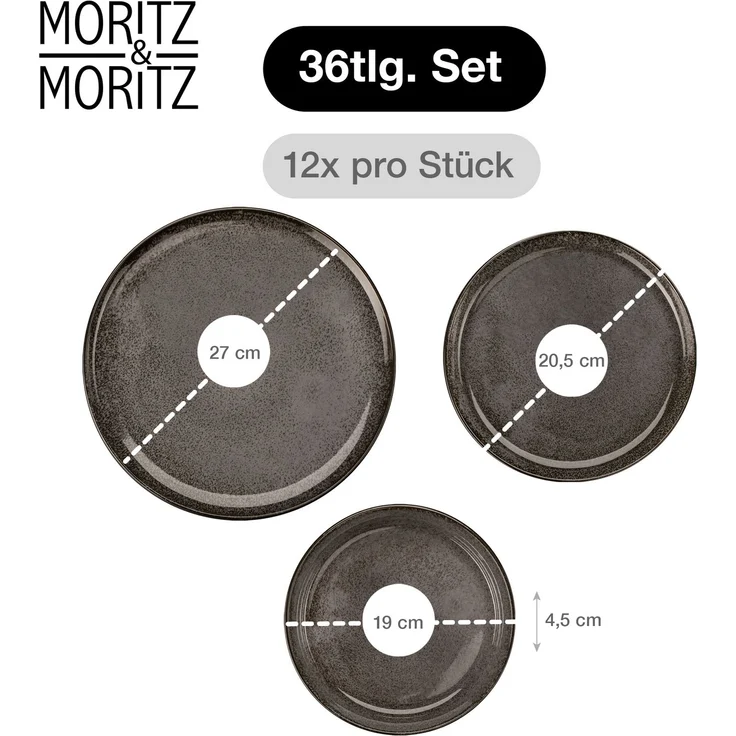 Moritz & Moritz VIDA 36tlg Geschirrset Anthrazit – Bild 3