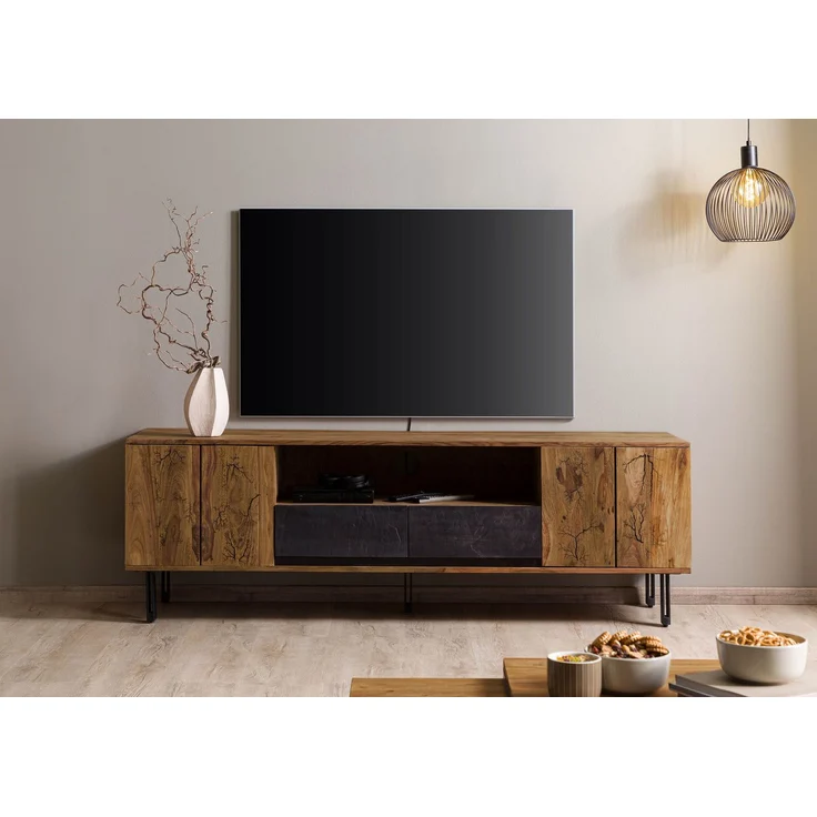 TV-Board Sheesham 185x45x60 natur unbehandelt LICHTENBERG #117 – Bild 9