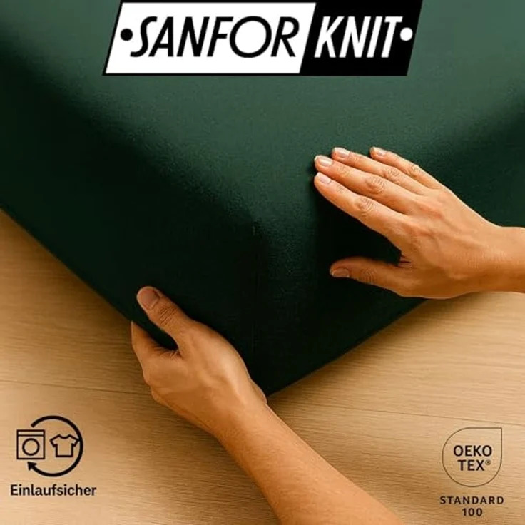 EXKLUSIV HEIMTEXTIL Jersey Spannbettlaken Premium 90 x 200 cm Dunkelgrün 100% Baumwolle Öko - Tex Zertifiziert Bed-Sheet Bettlaken Spannbetttuch Topper Leinentuch – Bild 5