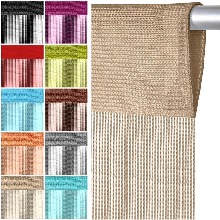 Fadenvorhang mit Stangendurchzug, individuell kürzbare Gardine, moderner und eleganter Dekorationsartikel in vielen Farben und Ausführungen Stangendurchzug Creme 90x250 cm – Bild 4