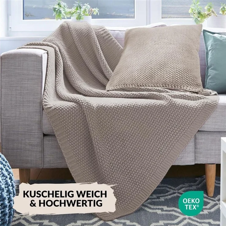 Wohndecke Strickdecke 130x170 Kuscheldecke Wohnzimmer Flauschige Kuschel Decke, Carpe Sonno, OEKO-TEX Wohnzimmerdecke Strick - Kissenbezug passend erhältlich – Bild 3