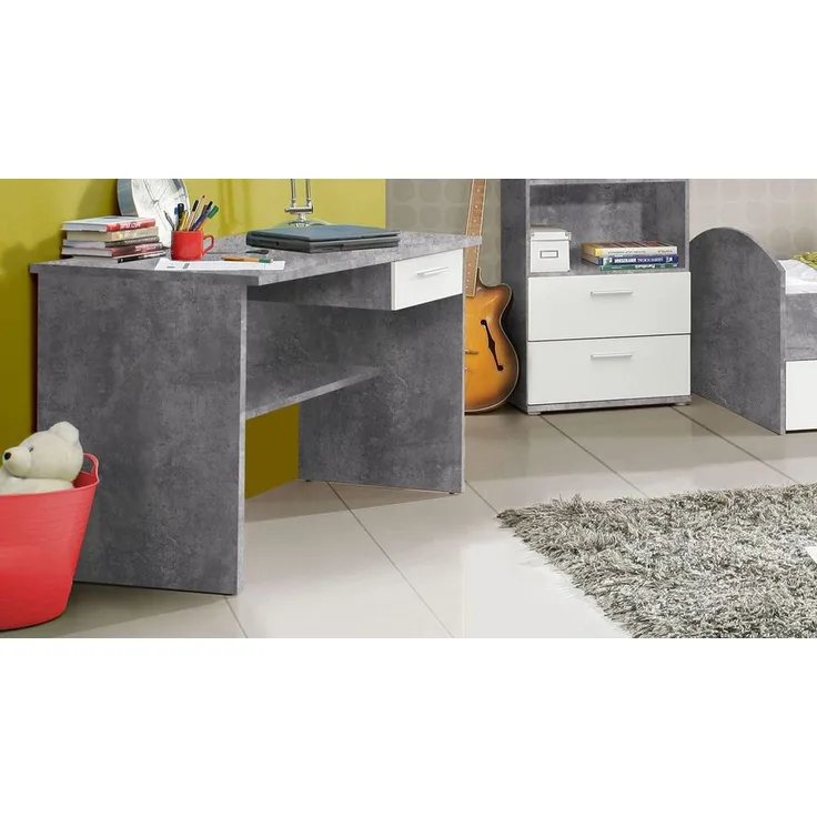 FORTE 'Lupo' Möbel 5-tlg. Jugendzimmer-Set betongrau/weiß