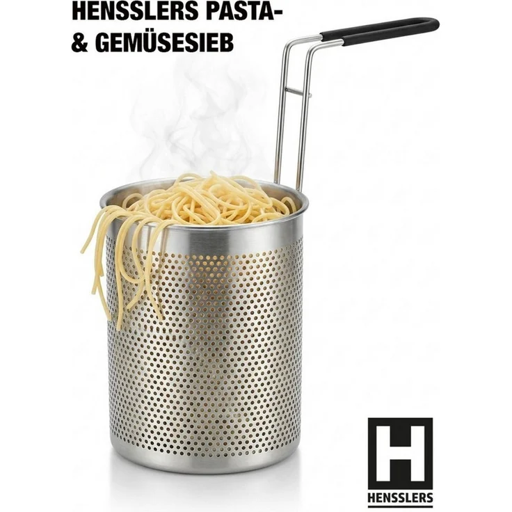 HENSSLERS Kochtopf HENSSLERS Edelstahl-Topf-Set inkl. Grillzange & Pastasieb, Edelstahl (Set, 7-tlg) – Bild 4