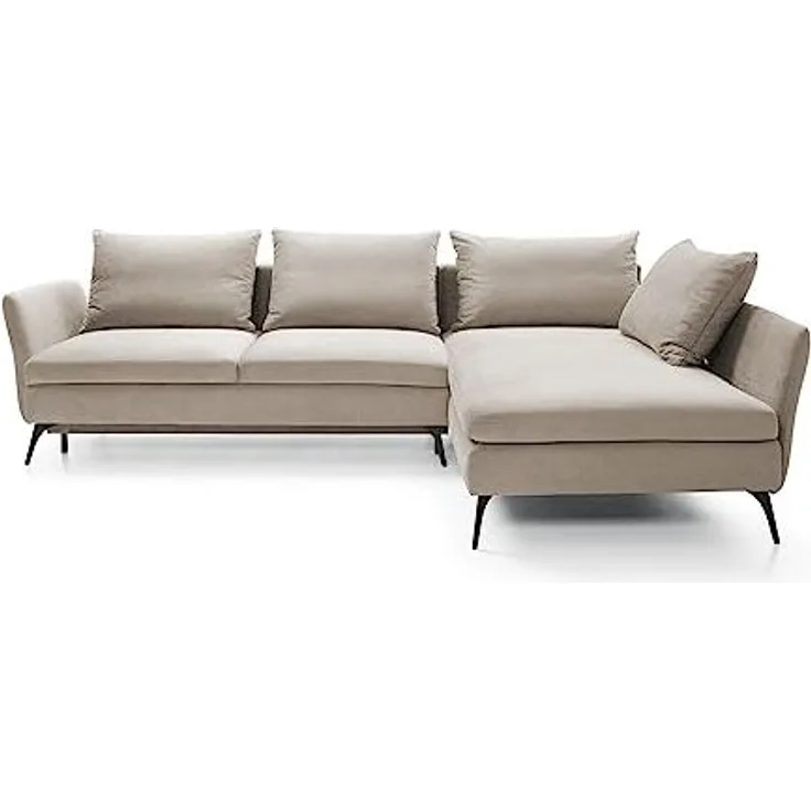 Ecksofa DEMISBAL mit Schlaffunktion, Bettkasten, Beige, linksseitig