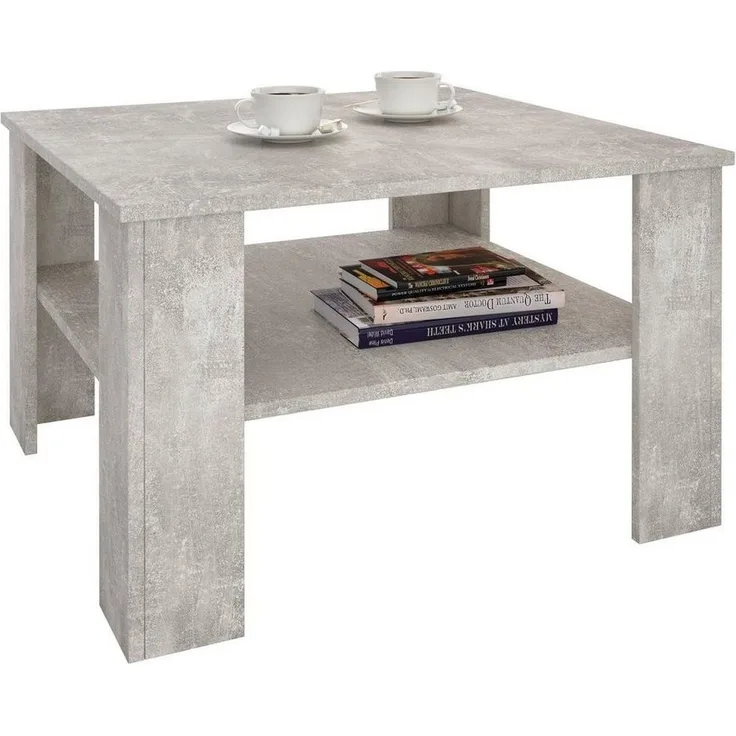 CARO-Möbel Couchtisch Wohnzimmertisch Felice in Beton Optik mit Stauraum, 68x68 cm