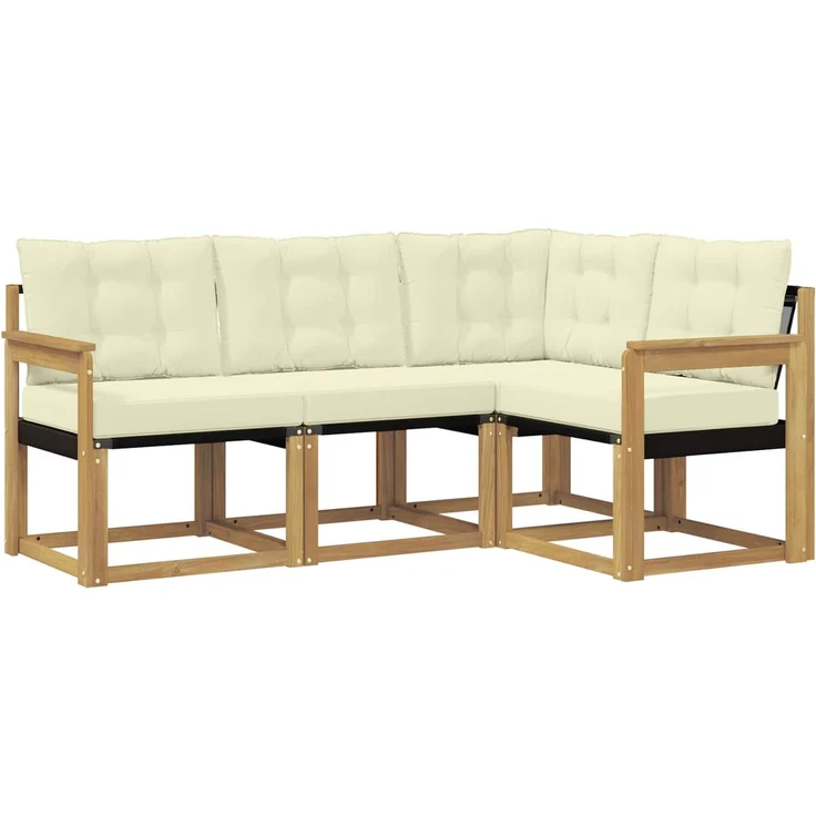 vidaXL Outdoor-Sofagarnitur 4 stk. 4-Sitzer Weiß und Creme 3389420 – Bild 2