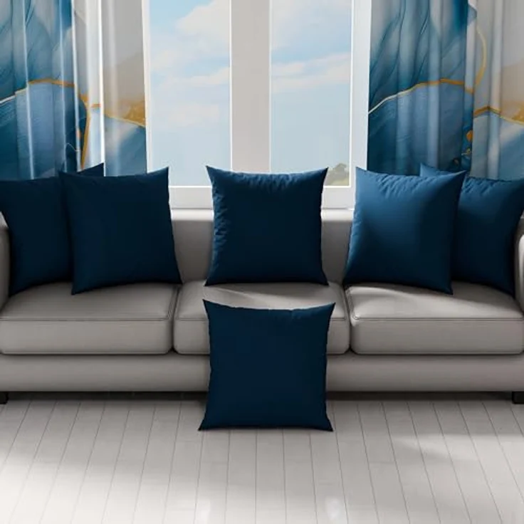 PETTI Artigiani Italiani – 2er-Set Kissenbezüge 60x60 cm aus Mikrofaser, Zierkissenbezüge für Schlafzimmer & Sofa, Uni Blau, 100 % Made in Italy – Bild 4