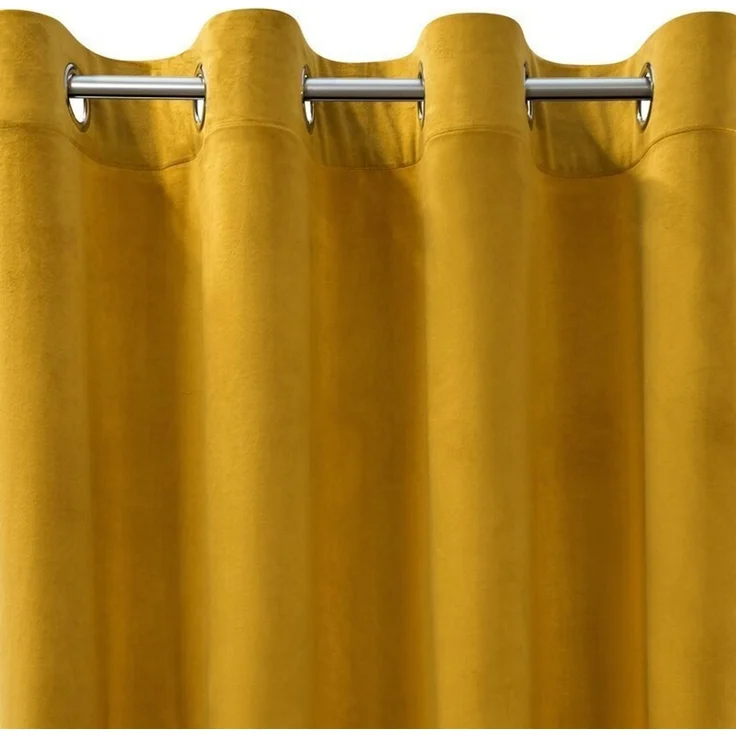 Design91 Samtvorhang, Ösen, Polyester gelb, 140x250 cm – Bild 5