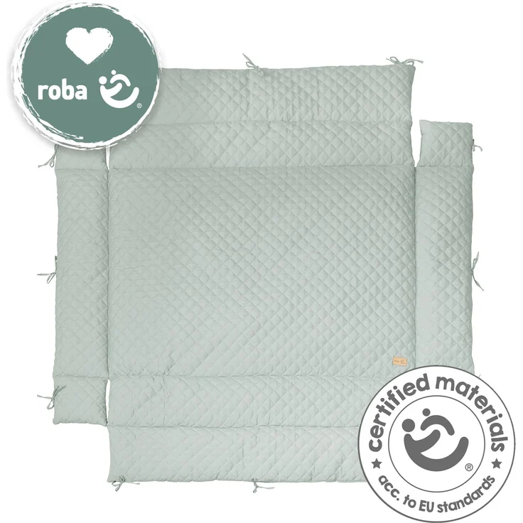 roba Laufgittereinlage 'roba Style' für Laufgitter 75 x 100 - 100 x 100 cm - Gesteppte Einlage mit Seitenpolsterung - Frosty Green – Bild 4