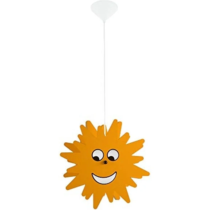 LED Hängeleuchte, Kinder, Sonnen-Design, Holz, gelb, D 38 cm – Bild 5