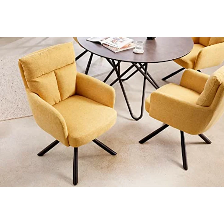 riess-ambiente Polsterstuhl BIG GEORGE senfgelb (Einzelartikel, 1 St), Esszimmer · 360° drehbar · mit Armlehne · Retro – Bild 3