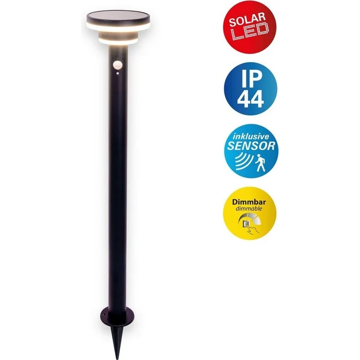 näve LED Solarleuchte Nora, Bewegungsmelder, LED fest integriert, Warmweiß, inkl. Bewegungsmelder, stufenweise dimmbar, H: 86cm, mit Erdspieß – Bild 5
