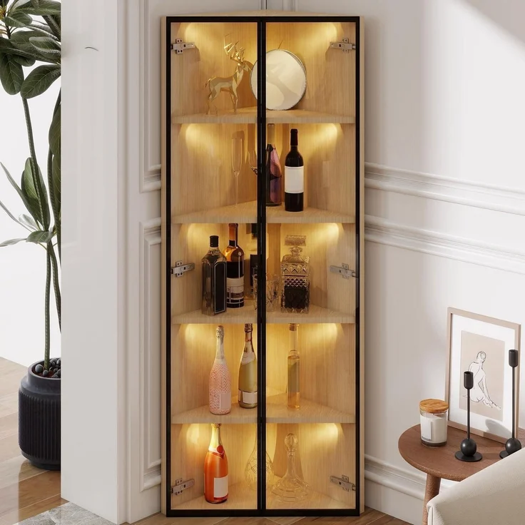 Glasvitrine Eckvitrine mit LED Beleuchtung aus – Bild 1