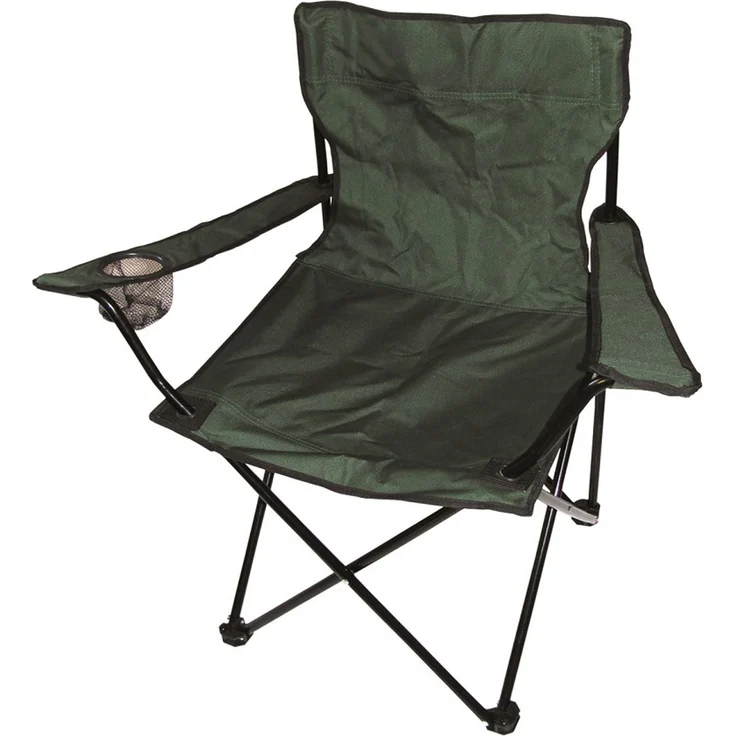 Anglersessel m. Getränkehalter Campingsessel Campingstuhl Festivalstuhl faltbar Grün – Bild 1
